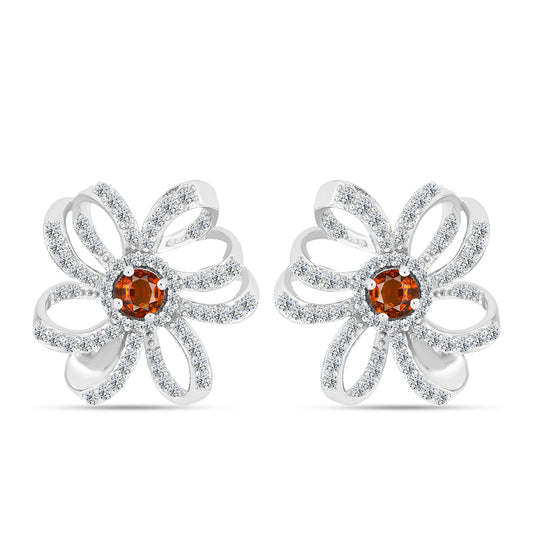 Cercei din Argint 925 ( 6.42 grame ) cu Citrin Madeira și Topaz Alb 1.51 Carate