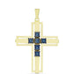 Cruce Pandantiv din Argint 925 Placat cu Aur ( 3.78 grame ) cu Diamant Albastru 0.04 Carate