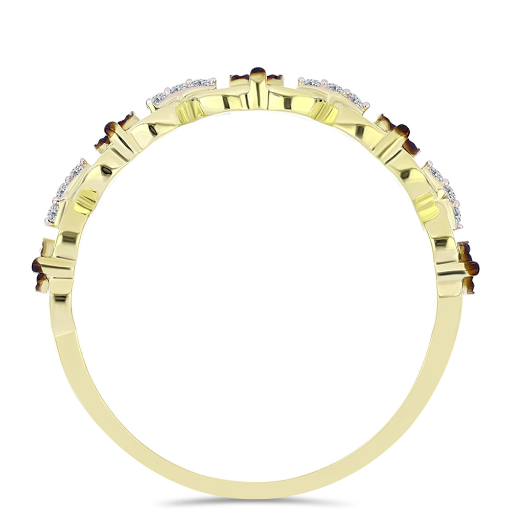 Inel din Argint 925 Placat cu Aur ( 2.29 grame ) cu Diamant Albastru și Topaz Alb 0.12 Carate 6 