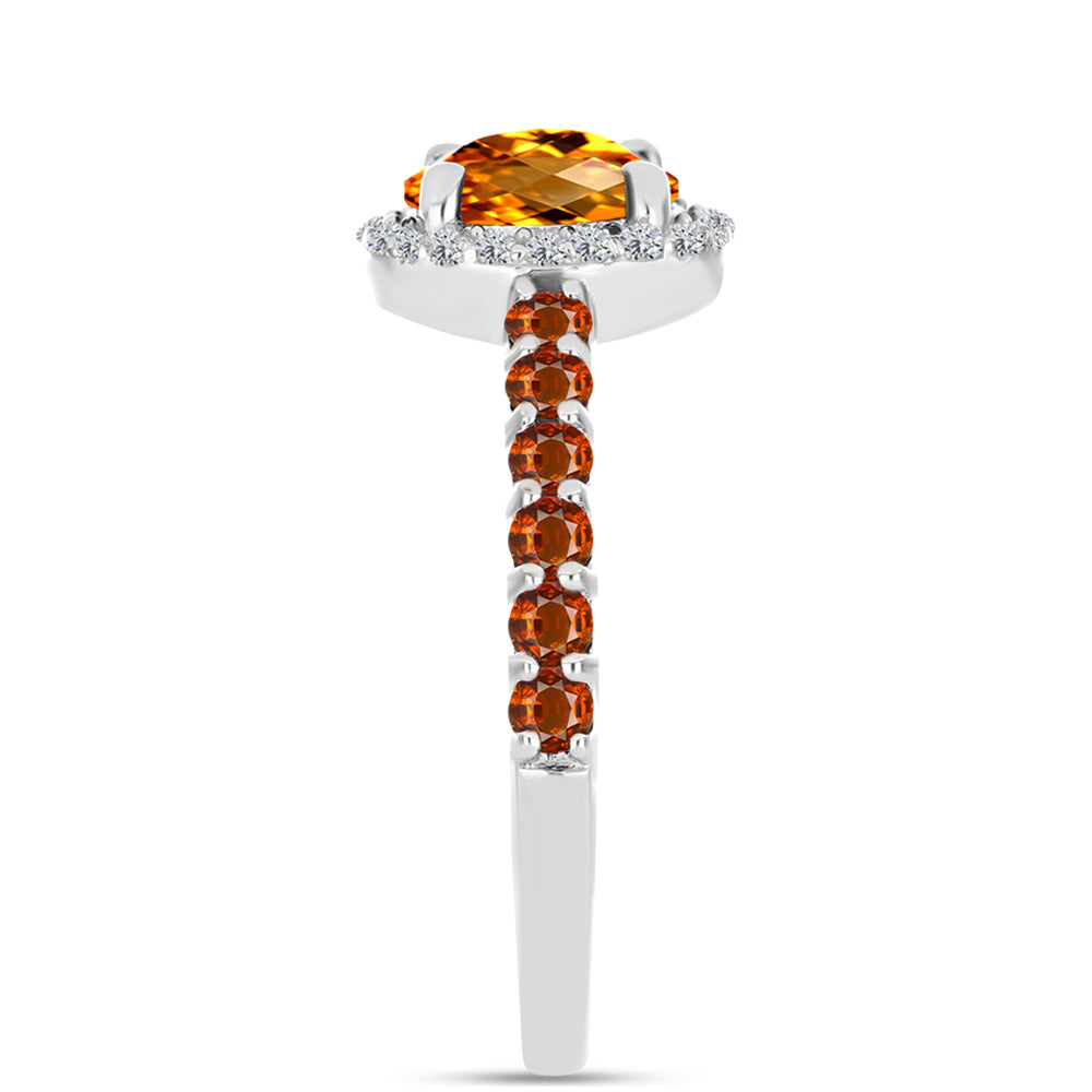 Inel din Argint 925 ( 1.96 grame ) cu Citrin Madeira și Topaz Alb 1.19 Carate 4 