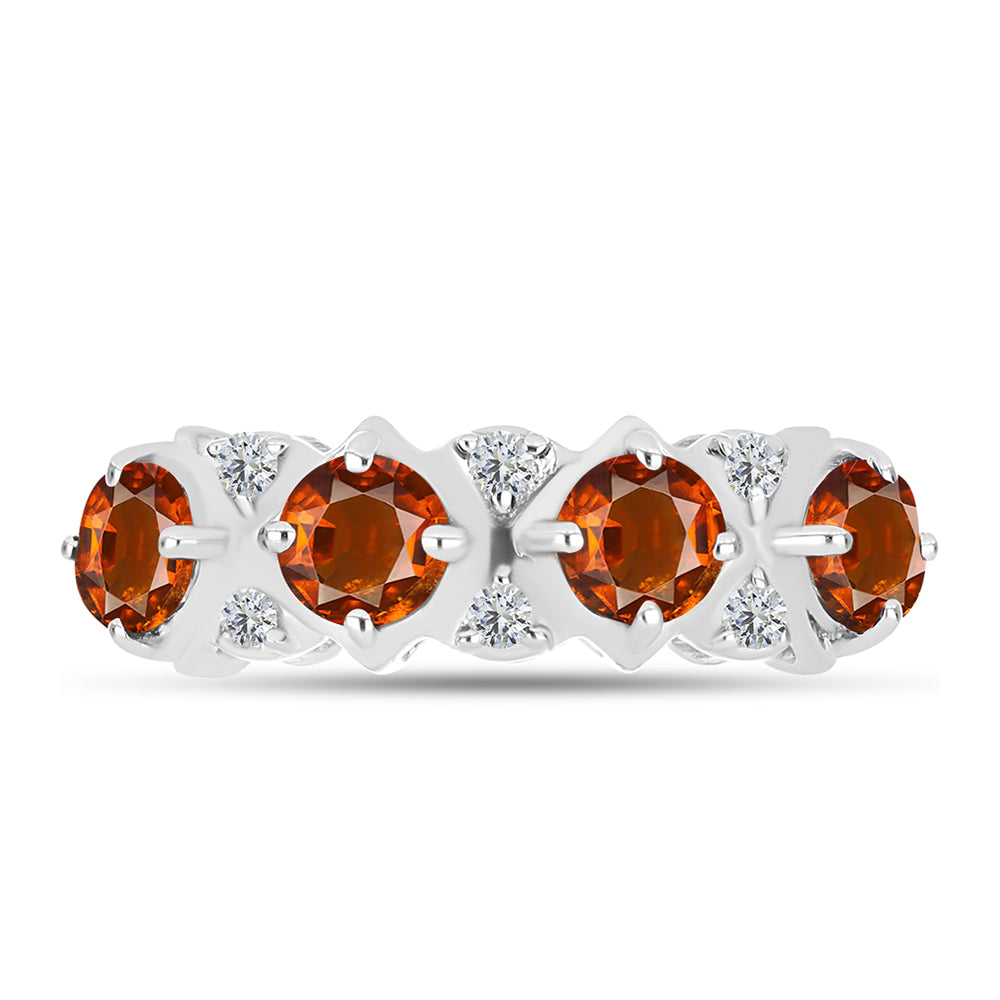 Inel din Argint 925 ( 2.03 grame ) cu Citrin Madeira și Topaz Alb 1.08 Carate