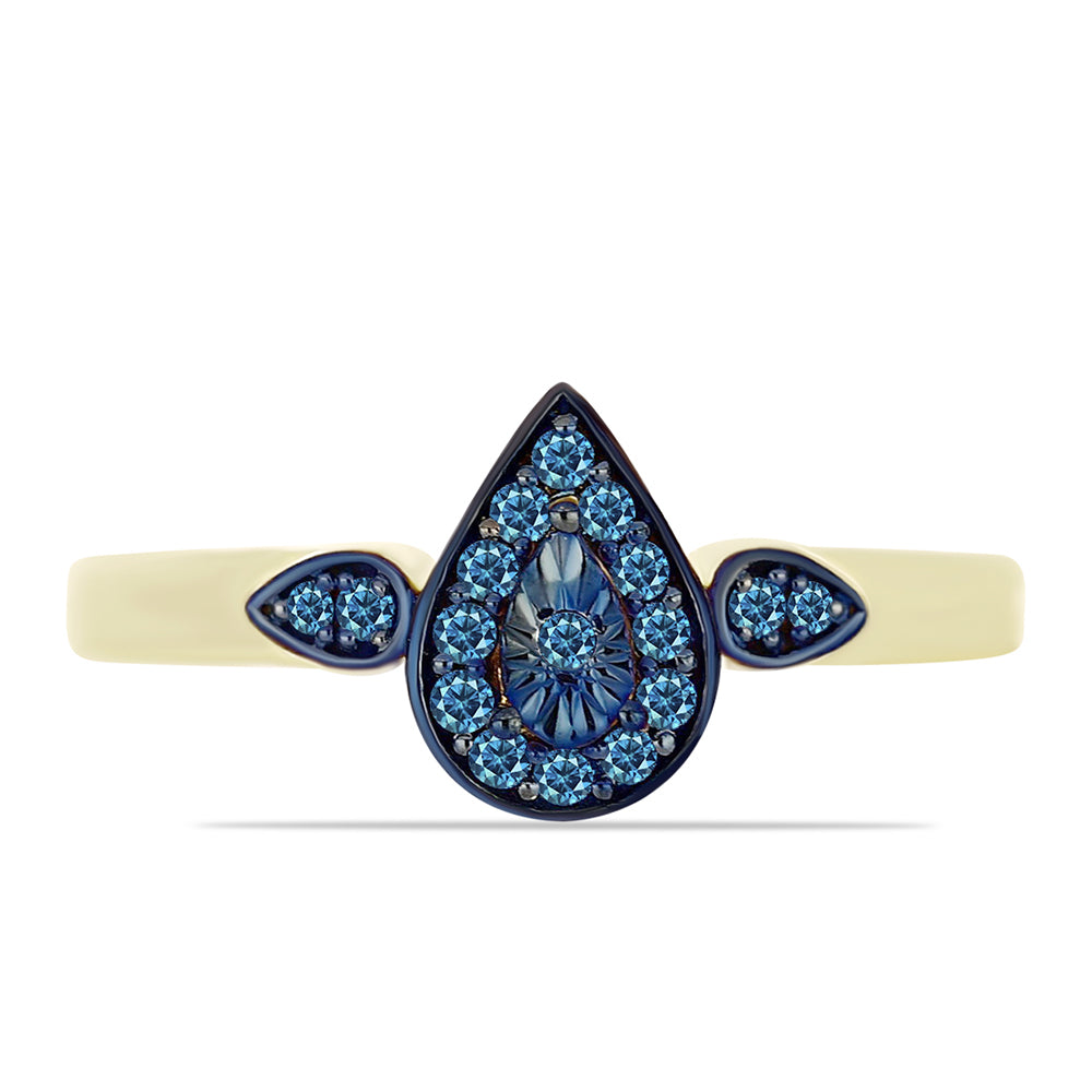Inel din Argint 925 Placat cu Aur ( 2.19 grame ) cu Diamant Albastru 0.18 Carate 1 