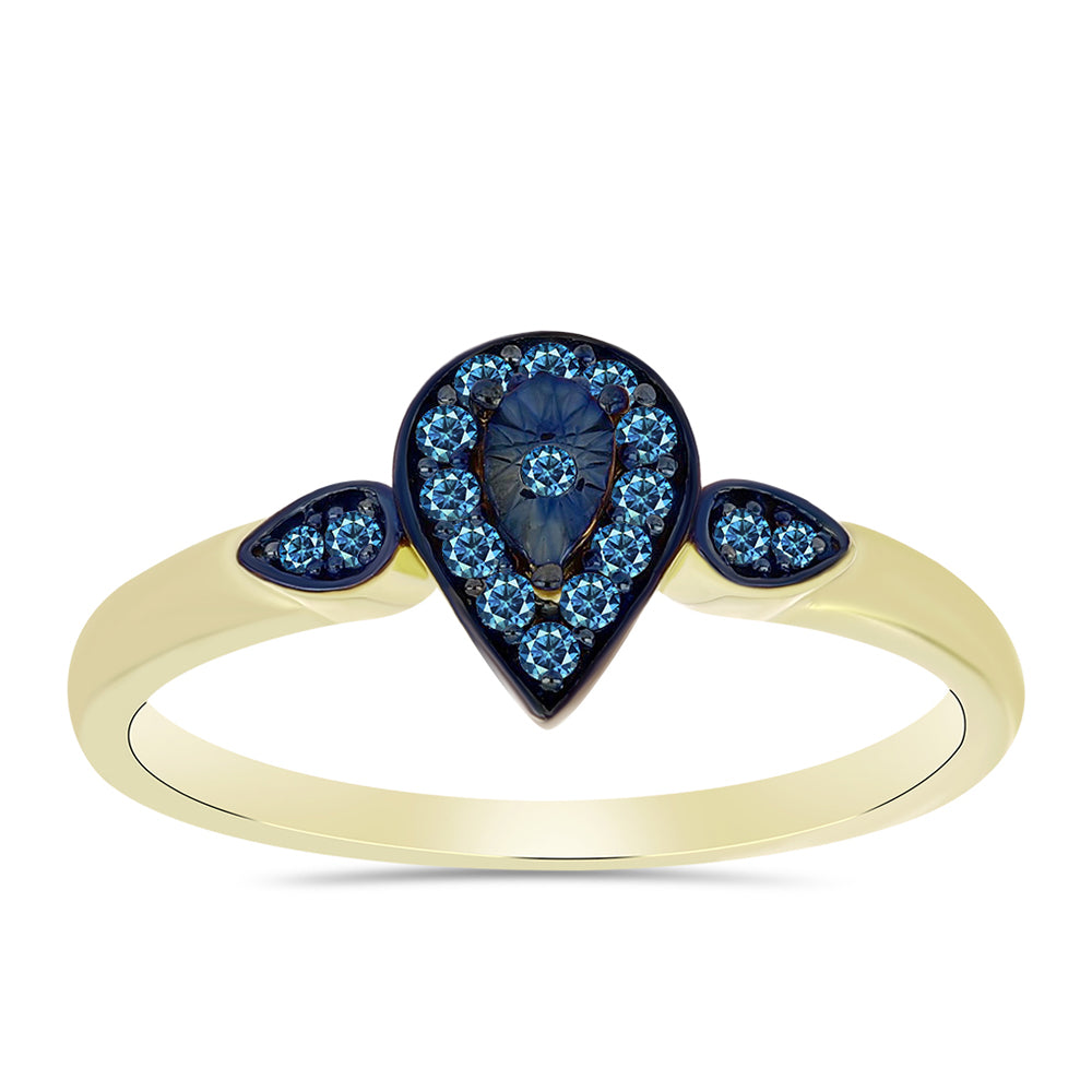 Inel din Argint 925 Placat cu Aur ( 2.19 grame ) cu Diamant Albastru 0.18 Carate