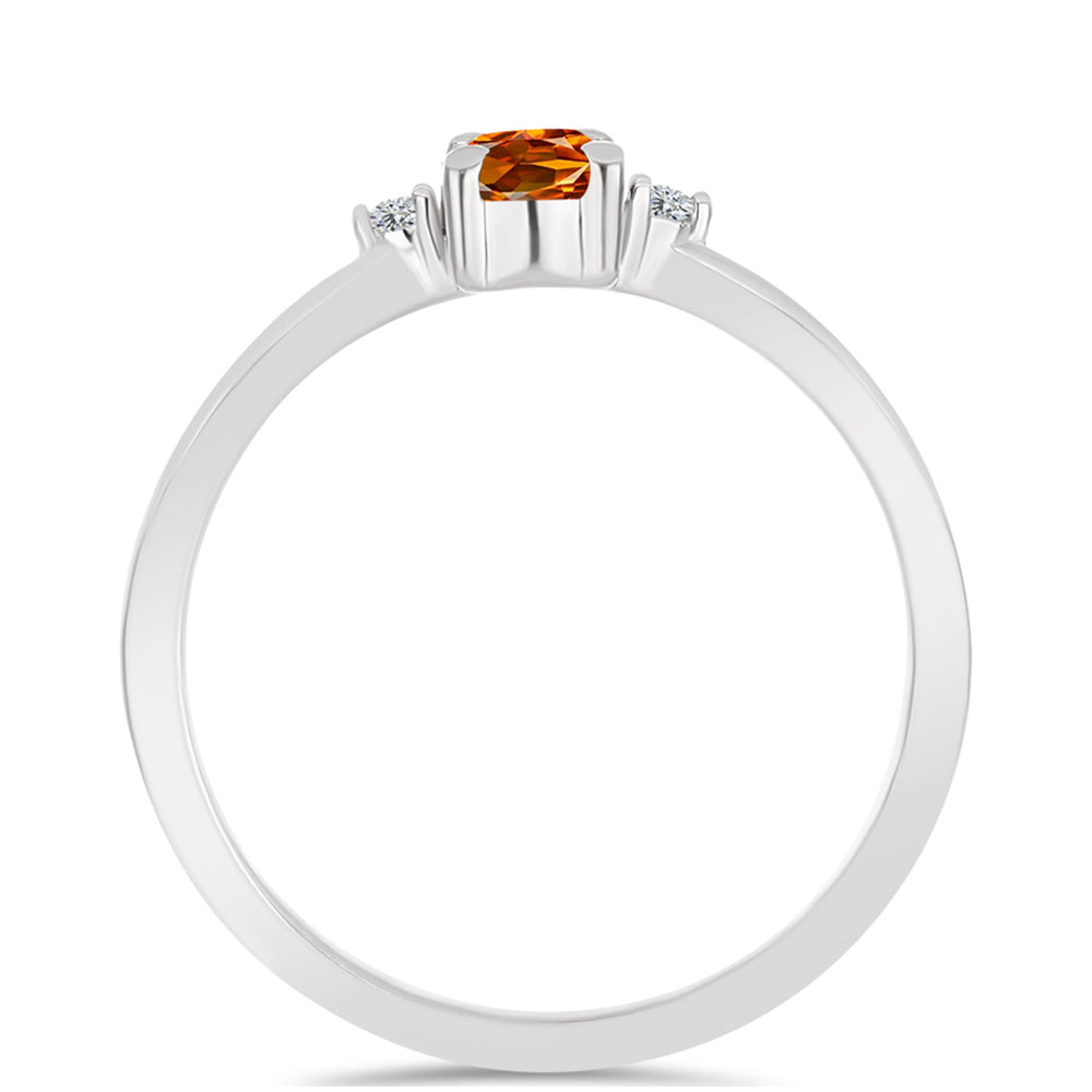 Inel din Argint 925 ( 1.6 grame ) cu Citrin Madeira și Topaz Alb 0.44 Carate 2 