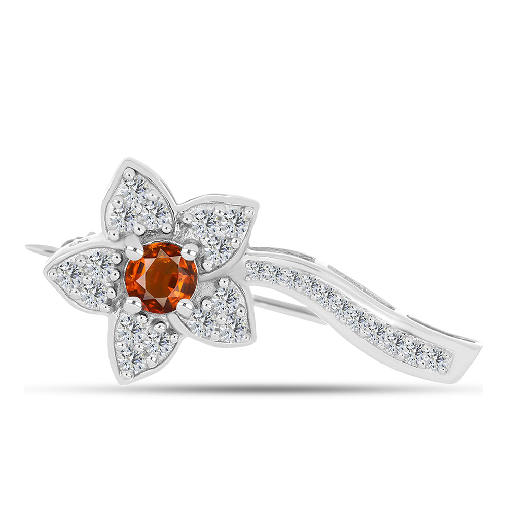 Broşă din Argint 925 ( 3.08 grame ) cu Citrin Madeira și Topaz Alb 1.04 Carate 1 