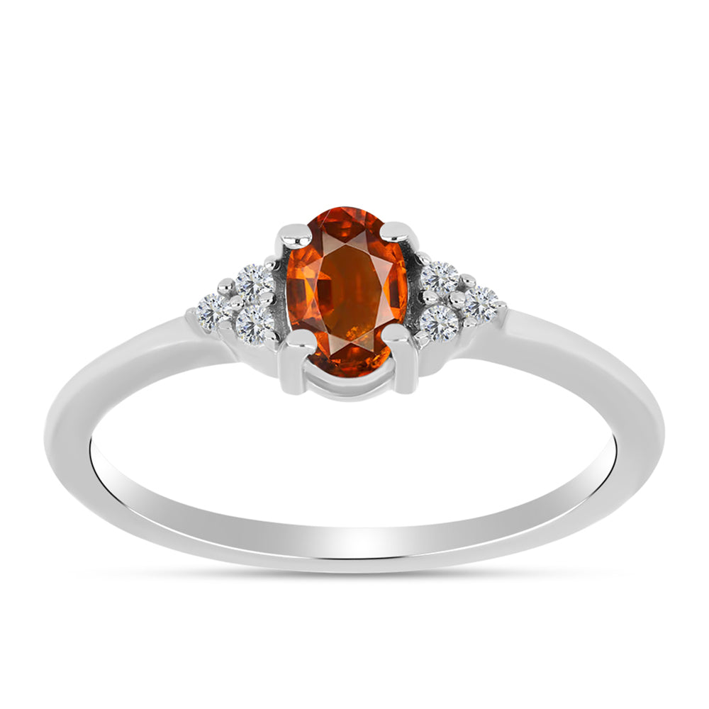 Inel din Argint 925 ( 1.56 grame ) cu Citrin Madeira și Topaz Alb 0.48 Carate 3 