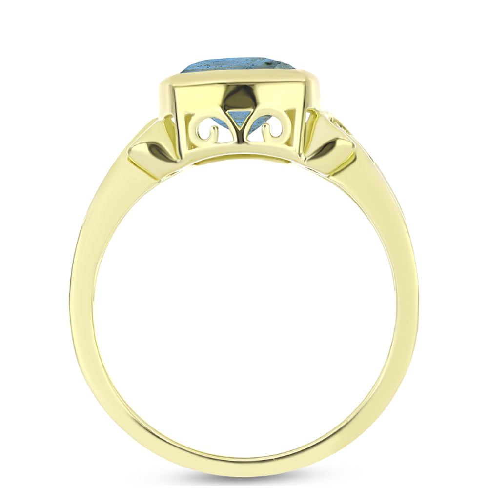 Inel din Argint 925 Placat cu Aur ( 3.42 grame ) cu Labradorit 1.96 Carate 2 