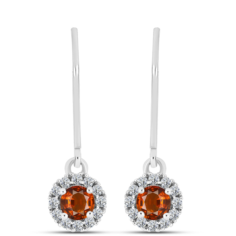 Cercei din Argint 925 ( 1.61 grame ) cu Citrin Madeira și Topaz Alb 0.7 Carate 1 