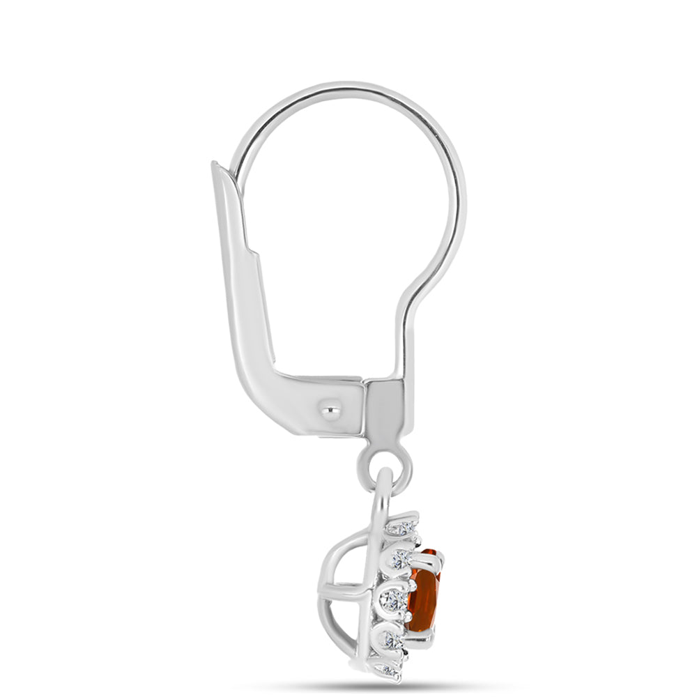 Cercei din Argint 925 ( 1.61 grame ) cu Citrin Madeira și Topaz Alb 0.7 Carate 2 