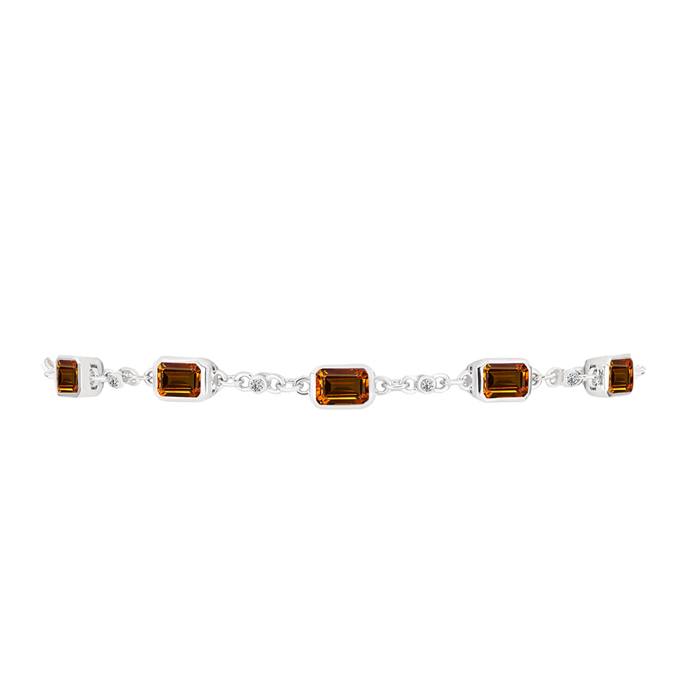 Brățară din Argint 925 ( 3.79 grame ) cu Citrin Madeira și Topaz Alb 2.81 Carate 2 