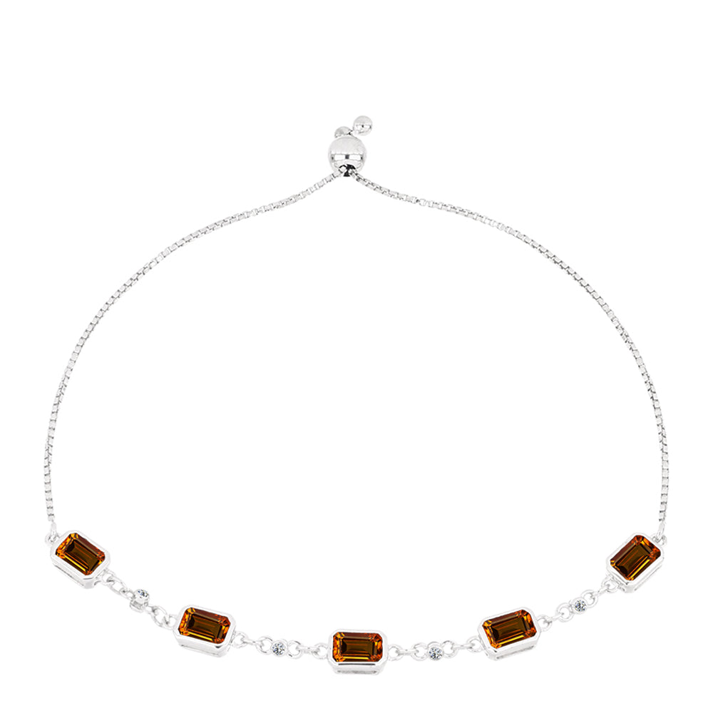 Brățară din Argint 925 ( 3.79 grame ) cu Citrin Madeira și Topaz Alb 2.81 Carate