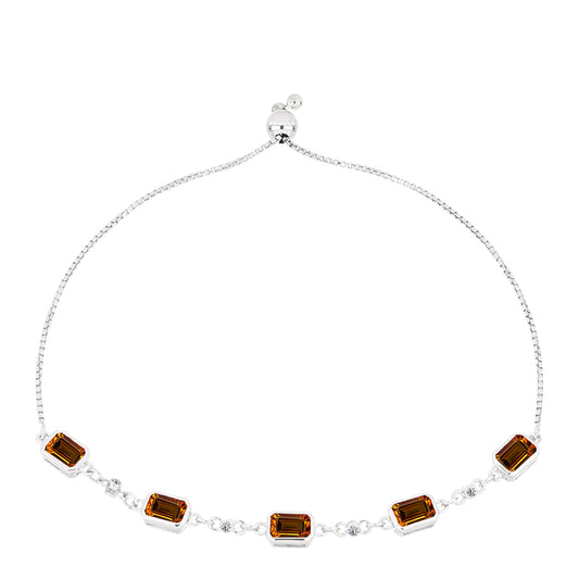 Brățară din Argint 925 ( 3.79 grame ) cu Citrin Madeira și Topaz Alb 2.81 Carate