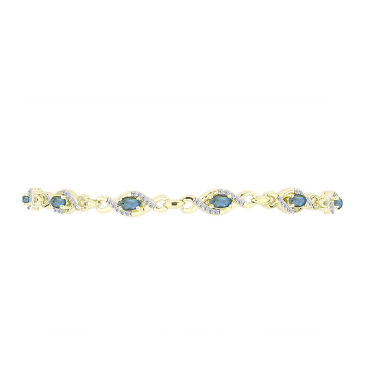 Brățară din Argint 925 Placat cu Aur ( 7.13 grame ) cu Labradorit și Topaz Alb 1.75 Carate