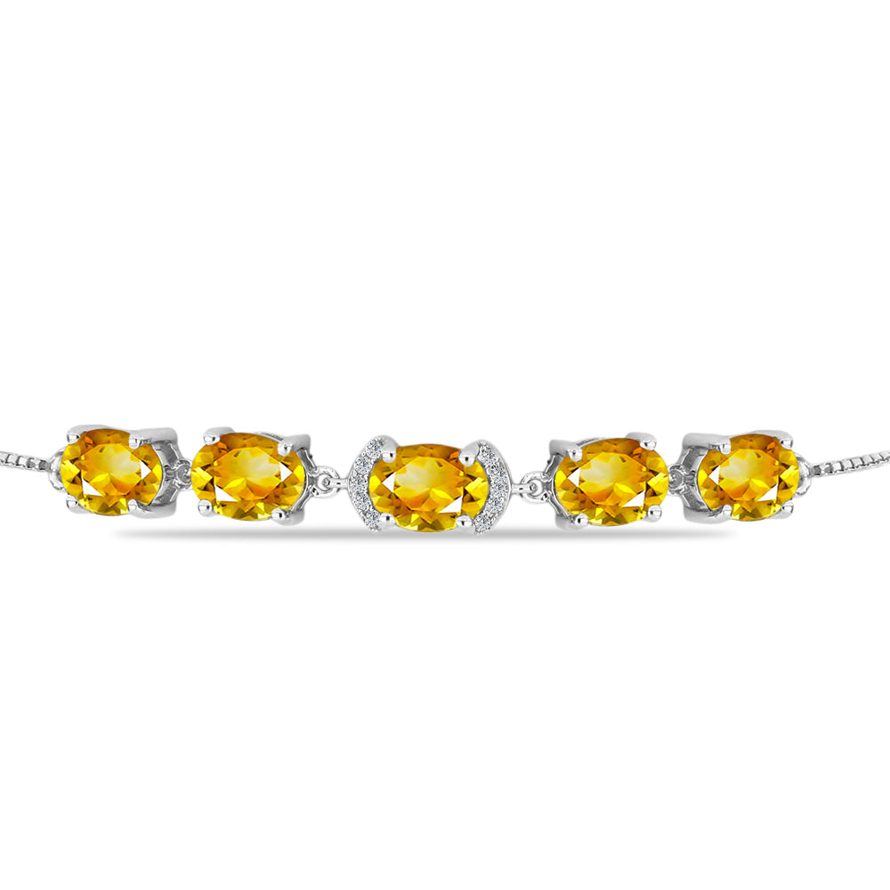 Brățară din Argint 925 ( 4.42 grame ) cu Citrin Rio Golden și Topaz Alb 6.08 Carate