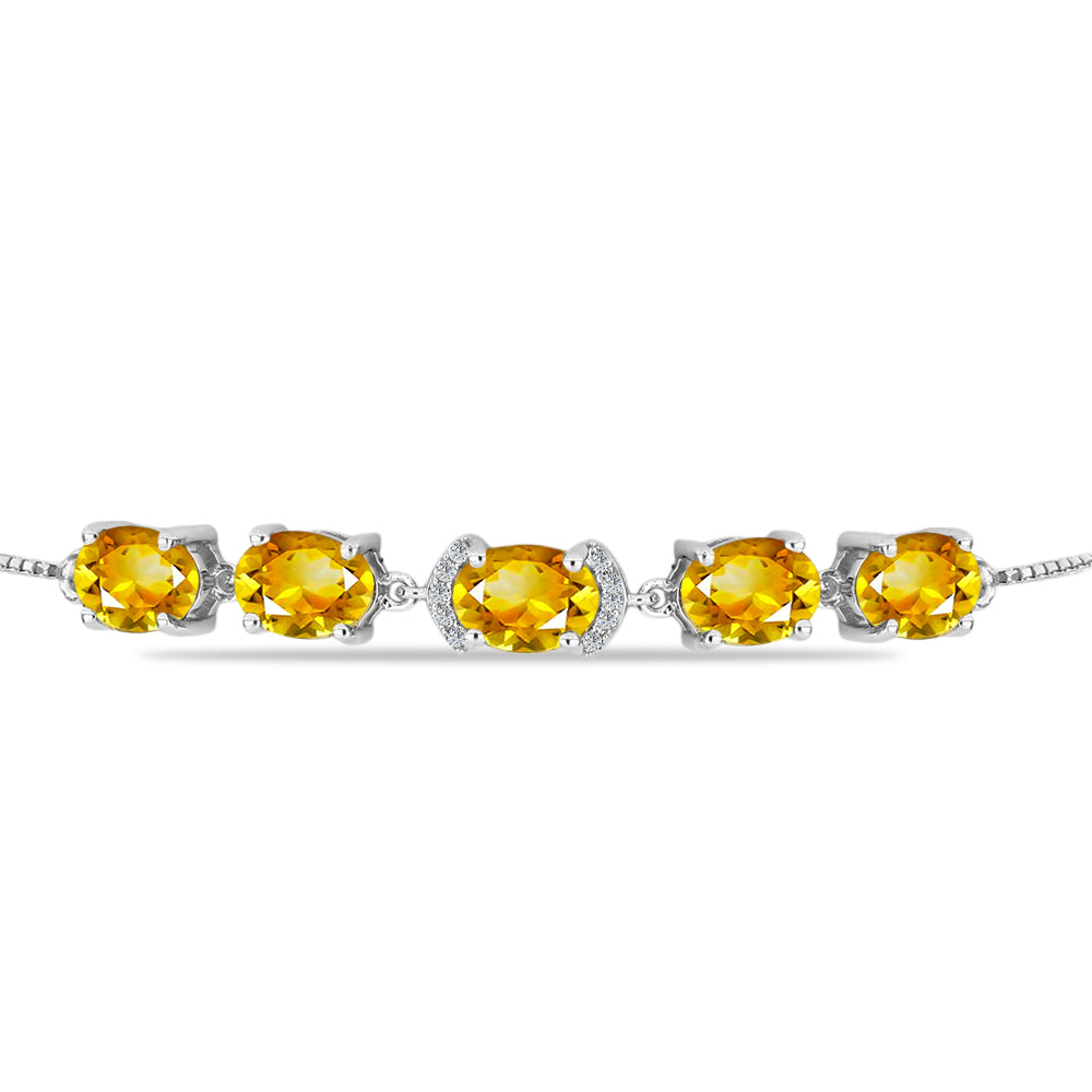 Brățară din Argint 925 ( 4.42 grame ) cu Citrin Rio Golden și Topaz Alb 6.08 Carate 2 