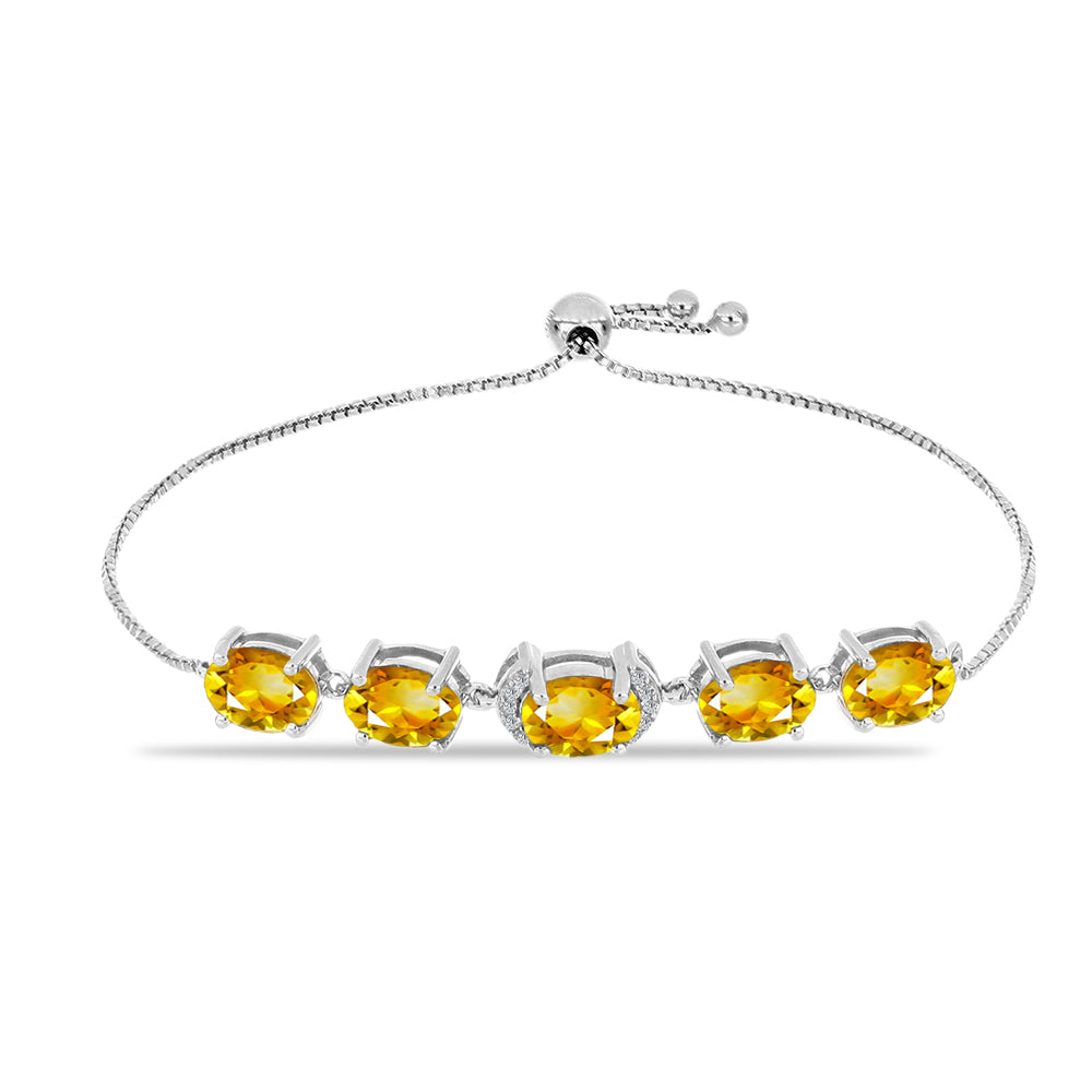Brățară din Argint 925 ( 4.42 grame ) cu Citrin Rio Golden și Topaz Alb 6.08 Carate 1 