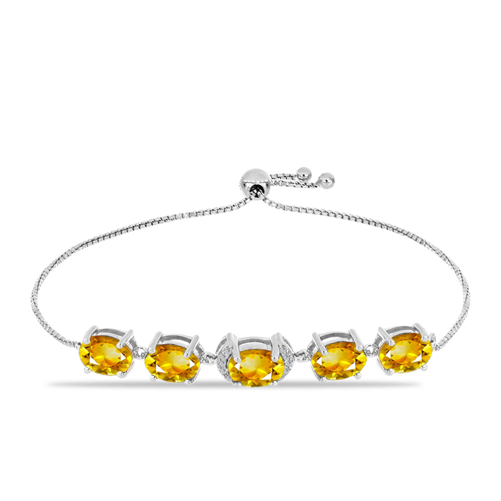 Brățară din Argint 925 ( 4.42 grame ) cu Citrin Rio Golden și Topaz Alb 6.08 Carate