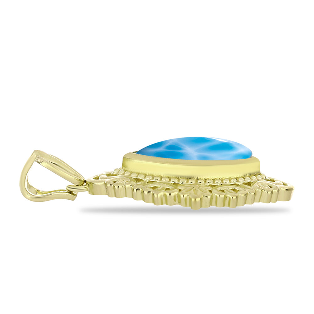 Pandantiv din Argint 925 Placat cu Aur ( 3.39 grame ) cu Larimar(Piatra delfinului) 3.05 Carate 4 