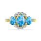 Inel din Argint 925 Placat cu Aur ( 2.9 grame ) cu Larimar(Piatra delfinului) și Topaz Alb 2.6 Carate