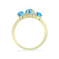 Inel din Argint 925 Placat cu Aur ( 2.9 grame ) cu Larimar(Piatra delfinului) și Topaz Alb 2.6 Carate