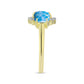 Inel din Argint 925 Placat cu Aur ( 2.9 grame ) cu Larimar(Piatra delfinului) și Topaz Alb 2.6 Carate