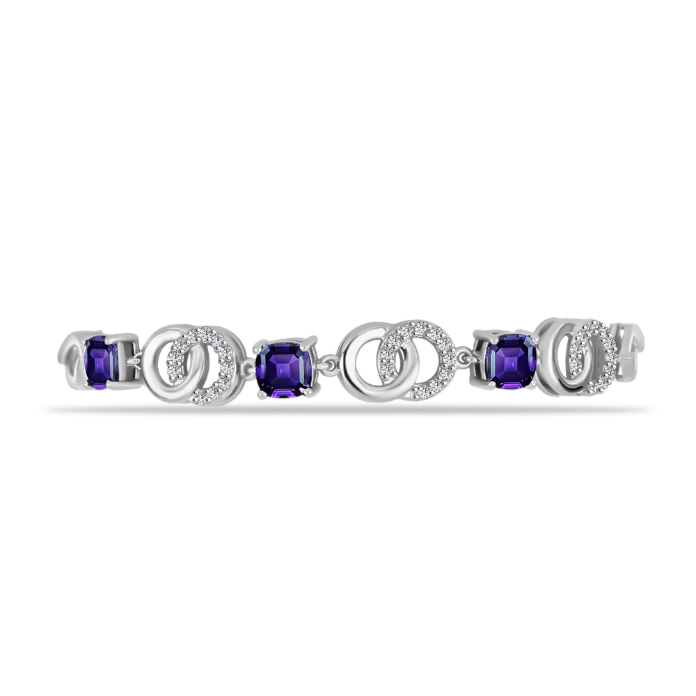 Brățară din Argint 925 ( 9.84 grame ) cu Ametist Marocan și Topaz Alb 5.19 Carate