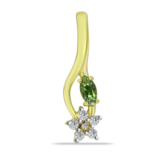 Pandantiv din Argint 925 Placat cu Aur ( 1.66 grame ) cu Safir verde și Topaz Alb 0.52 Carate