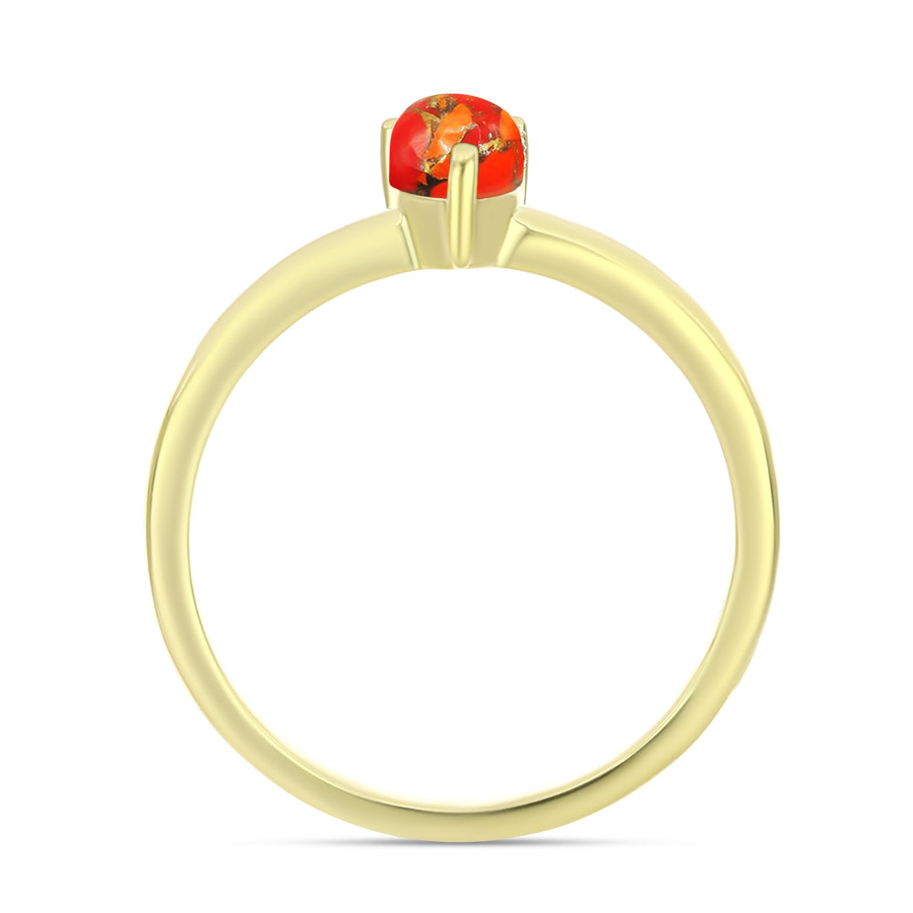 Inel din Argint 925 Placat cu Aur ( 1.66 grame ) cu Turcoaz Mohave 0.38 Carate 2 