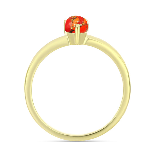 Inel din Argint 925 Placat cu Aur ( 1.66 grame ) cu Turcoaz Mohave 0.38 Carate