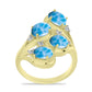 Inel din Argint 925 Placat cu Aur ( 5.6 grame ) cu Larimar(Piatra delfinului) și Topaz Alb 3.89 Carate