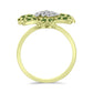 Inel din Argint 925 Placat cu Aur ( 5.13 grame ) cu Safir verde și Topaz Alb 1.25 Carate