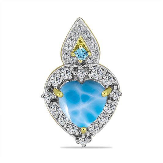 Pandantiv din Argint 925 Placat cu Aur ( 2.01 grame ) cu Larimar(Piatra delfinului) și Topaz Swiss Blue 2.87 Carate