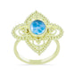 Inel din Argint 925 Placat cu Aur ( 5.47 grame ) cu Larimar(Piatra delfinului) 1.97 Carate
