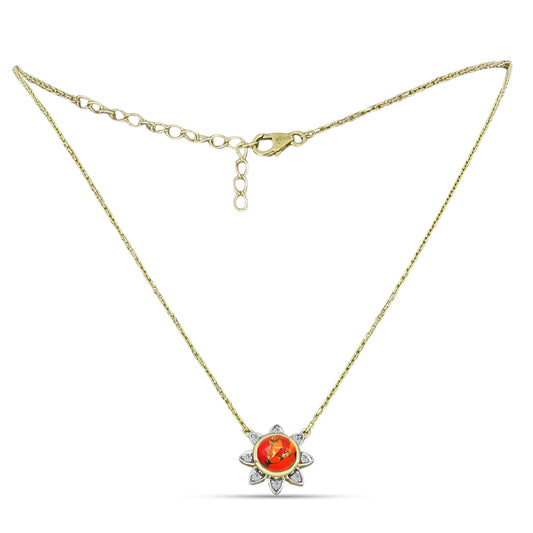 Colier din Argint 925 Placat cu Aur ( 4.86 grame ) cu Turcoaz Mohave și Topaz Alb 1.8 Carate