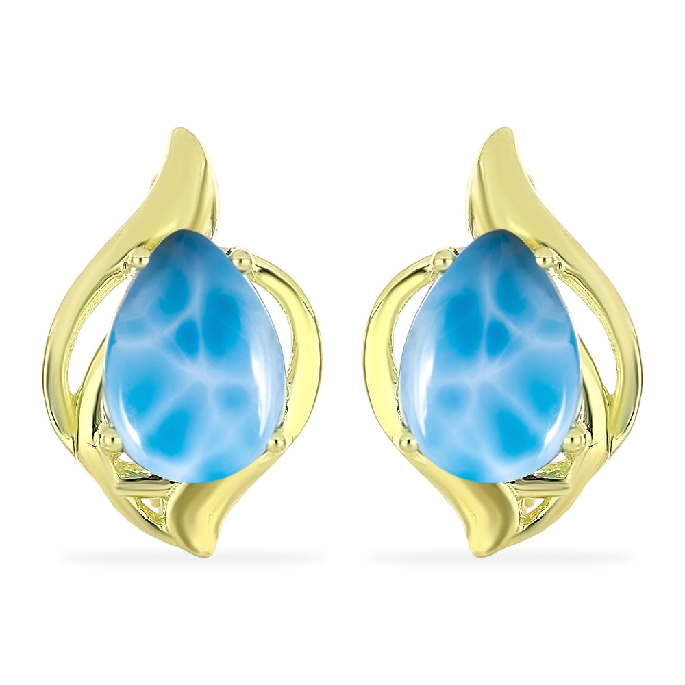 Cercei din Argint 925 Placat cu Aur ( 4.04 grame ) cu Larimar(Piatra delfinului) 4.79 Carate
