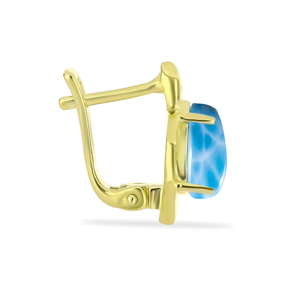 Cercei din Argint 925 Placat cu Aur ( 4.04 grame ) cu Larimar(Piatra delfinului) 4.79 Carate 2 