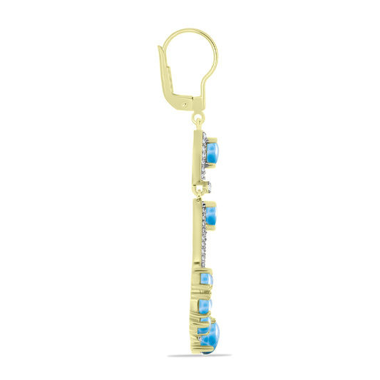 Cercei din Argint 925 Placat cu Aur ( 7.17 grame ) cu Larimar(Piatra delfinului) 5.87 Carate