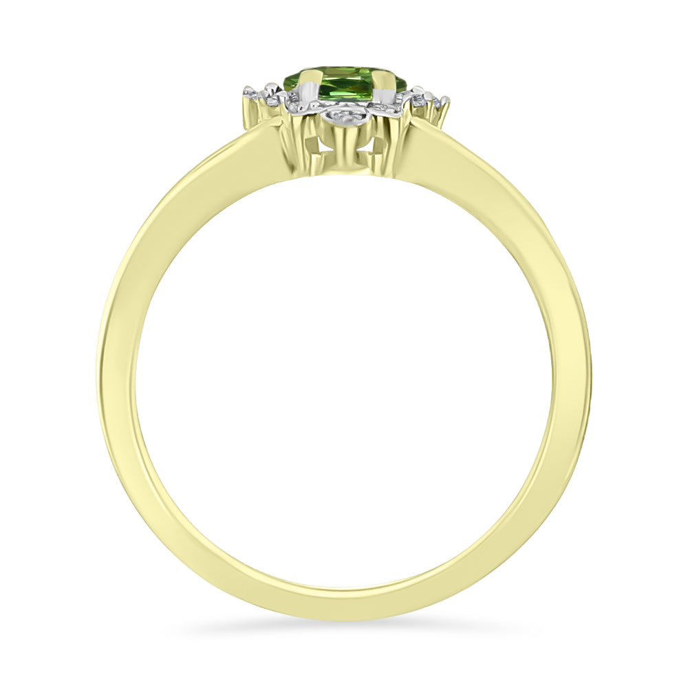 Inel din Argint 925 Placat cu Aur ( 3.01 grame ) cu Safir verde și Topaz Alb 0.51 Carate