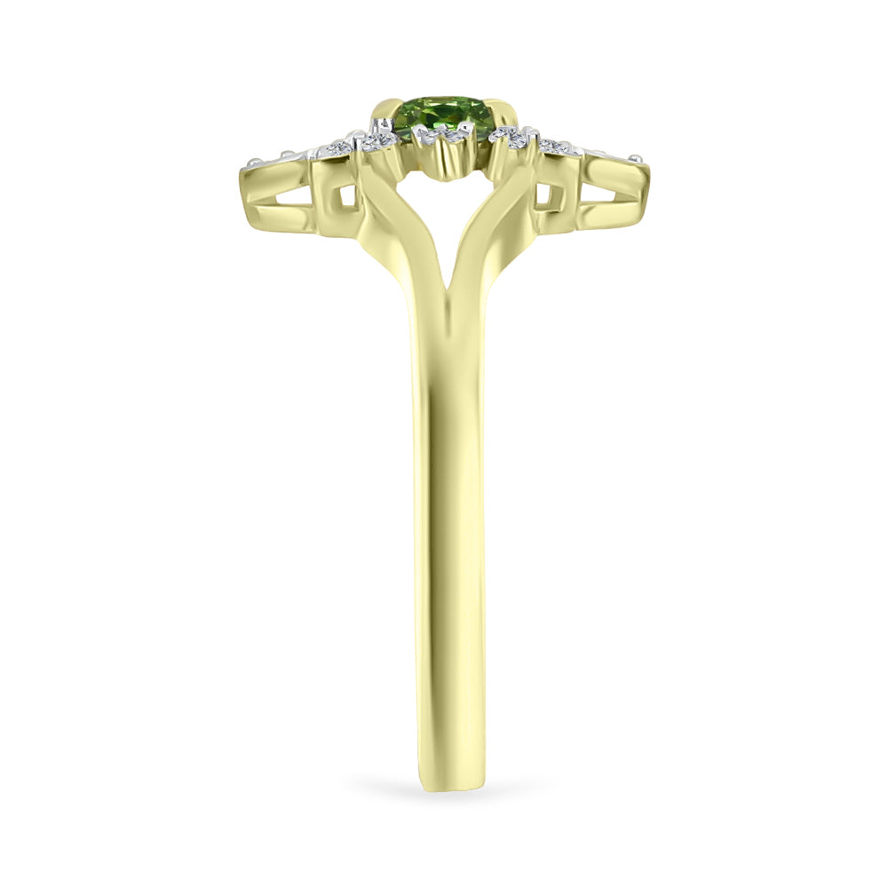 Inel din Argint 925 Placat cu Aur ( 3.01 grame ) cu Safir verde și Topaz Alb 0.51 Carate