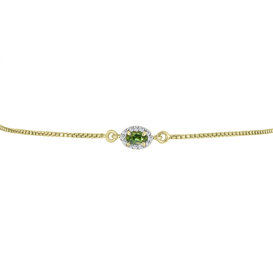 Brățară din Argint 925 Placat cu Aur ( 2.58 grame ) cu Safir verde și Topaz Alb 0.4 Carate