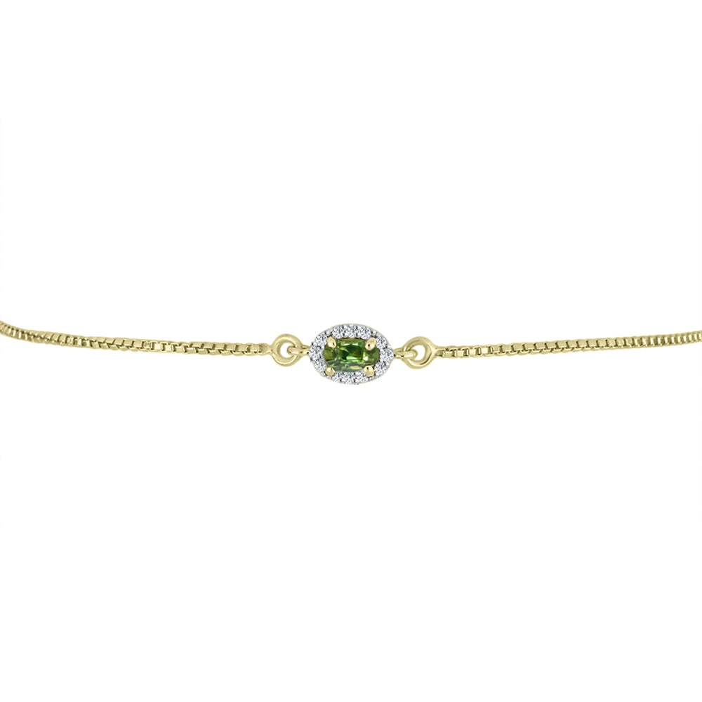 Brățară din Argint 925 Placat cu Aur ( 2.58 grame ) cu Safir verde și Topaz Alb 0.4 Carate 3 