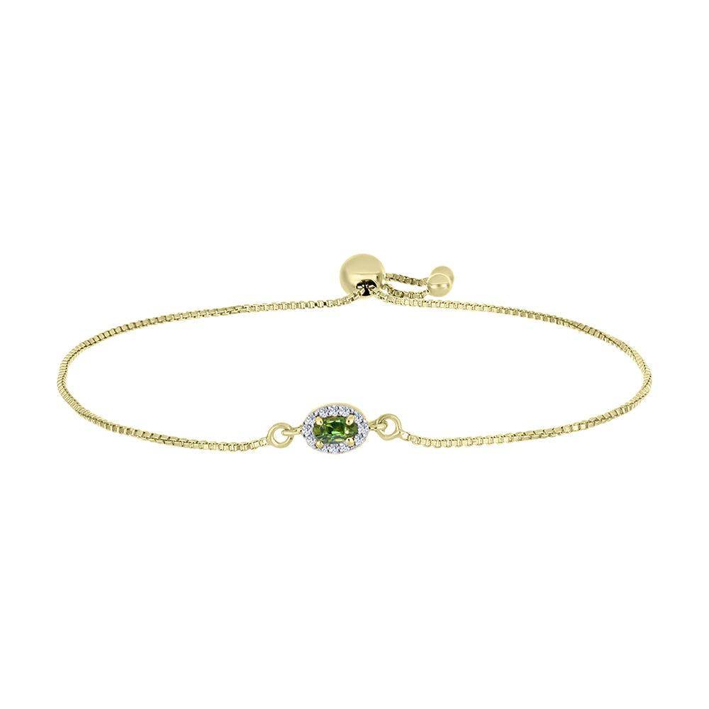 Brățară din Argint 925 Placat cu Aur ( 2.58 grame ) cu Safir verde și Topaz Alb 0.4 Carate 1 