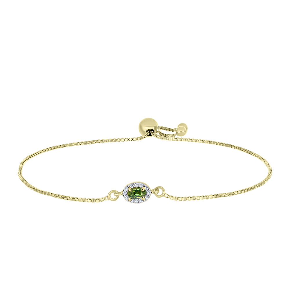 Brățară din Argint 925 Placat cu Aur ( 2.58 grame ) cu Safir verde și Topaz Alb 0.4 Carate 4 