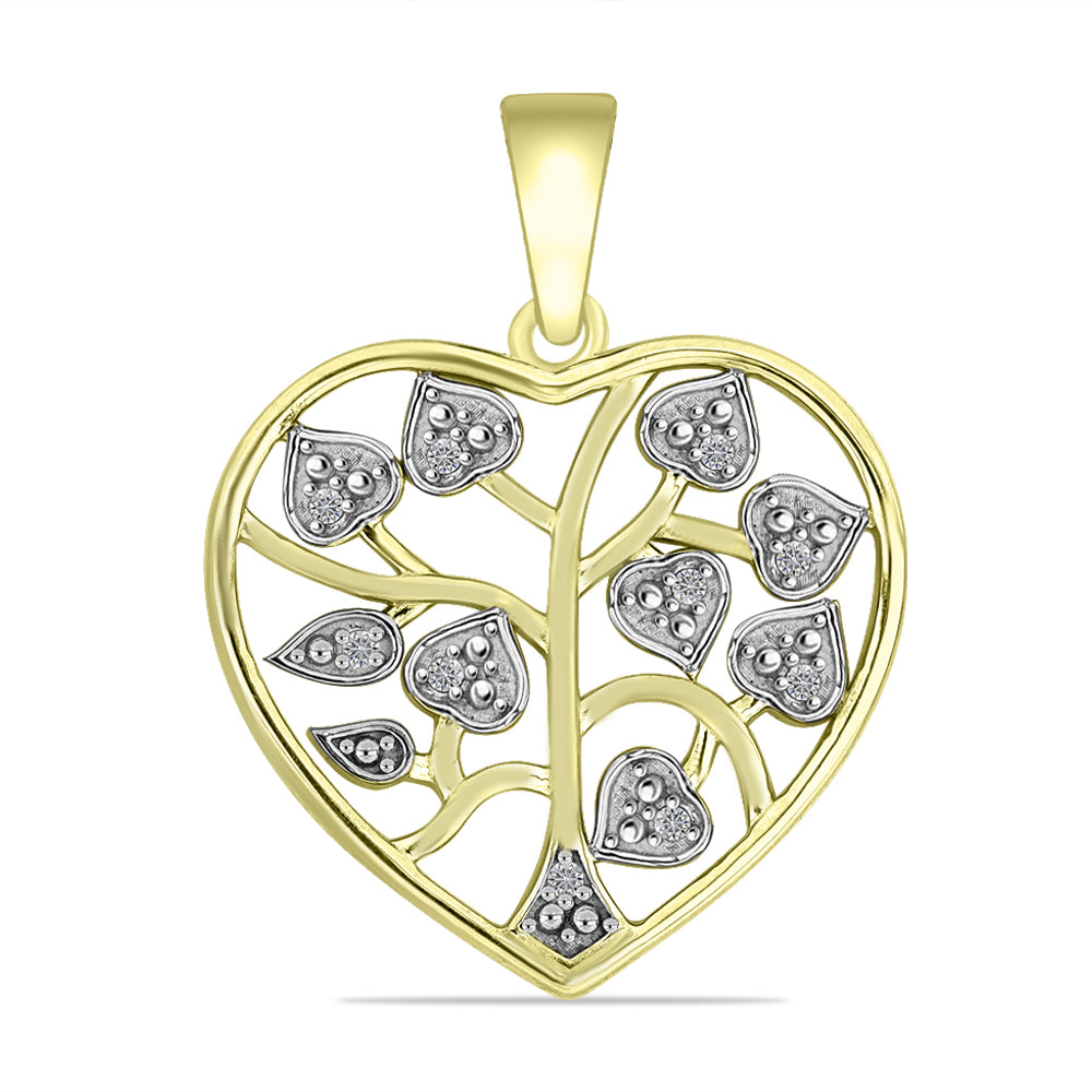 Pandantiv din Argint 925 Placat cu Aur ( 3.41 grame ) cu Diamant Alb 0.06 Carate 1 