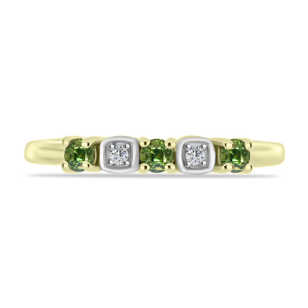 Inel din Argint 925 Placat cu Aur ( 1.85 grame ) cu Safir verde și Topaz Alb 0.34 Carate 1 