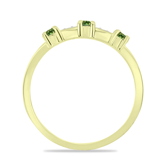 Inel din Argint 925 Placat cu Aur ( 1.85 grame ) cu Safir verde și Topaz Alb 0.34 Carate