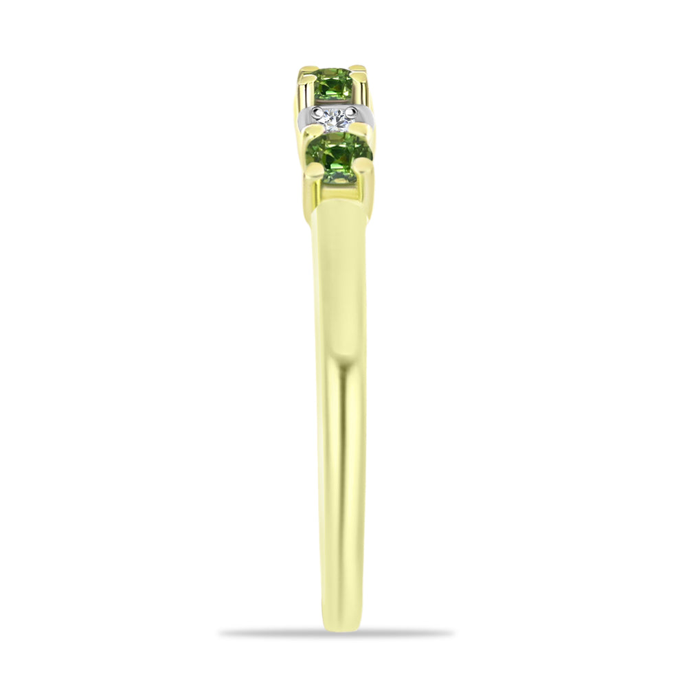 Inel din Argint 925 Placat cu Aur ( 1.85 grame ) cu Safir verde și Topaz Alb 0.34 Carate 4 