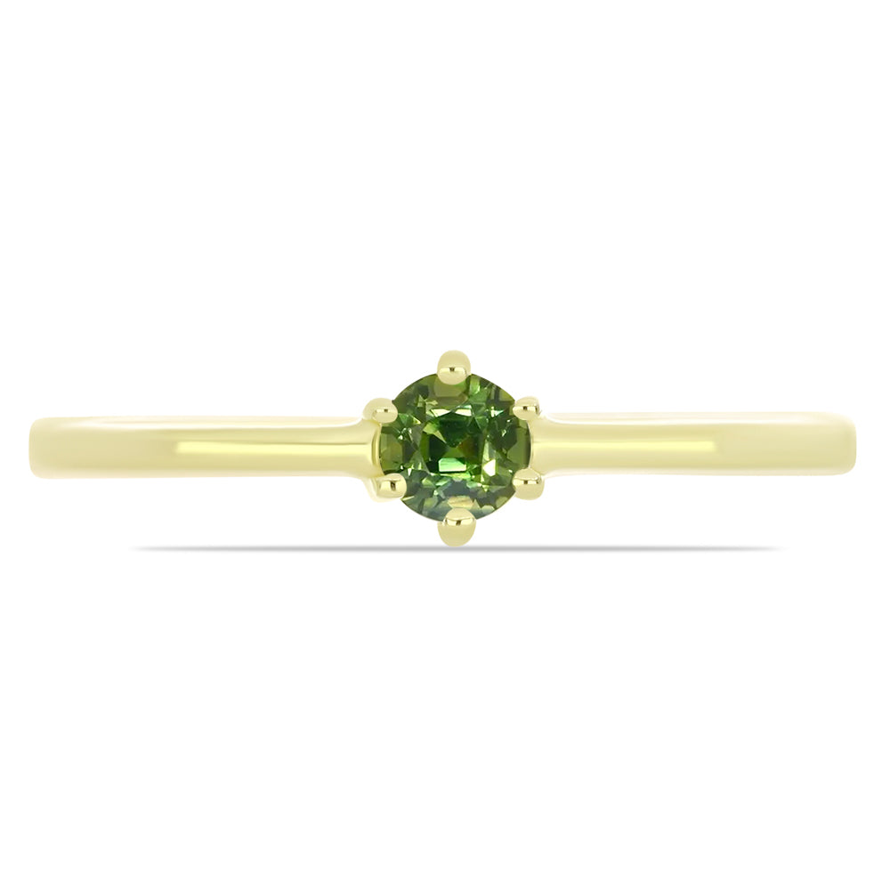 Inel din Argint 925 Placat cu Aur ( 1.42 grame ) cu Safir verde 0.28 Carate 1 