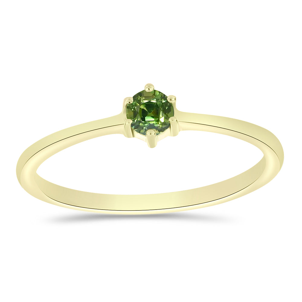 Inel din Argint 925 Placat cu Aur ( 1.42 grame ) cu Safir verde 0.28 Carate 3 