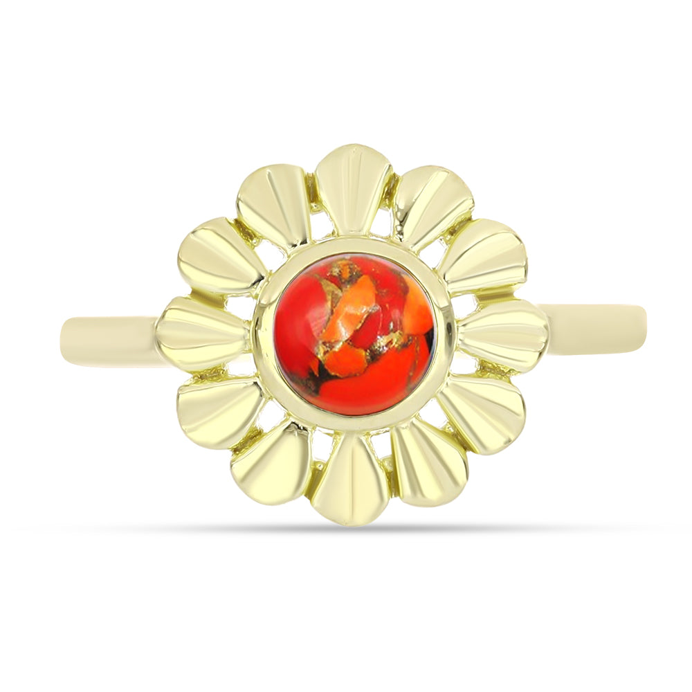 Inel din Argint 925 Placat cu Aur ( 3.1 grame ) cu Turcoaz Mohave 0.49 Carate